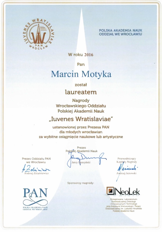 Laureat Iuvenes Wratislaviae 2016